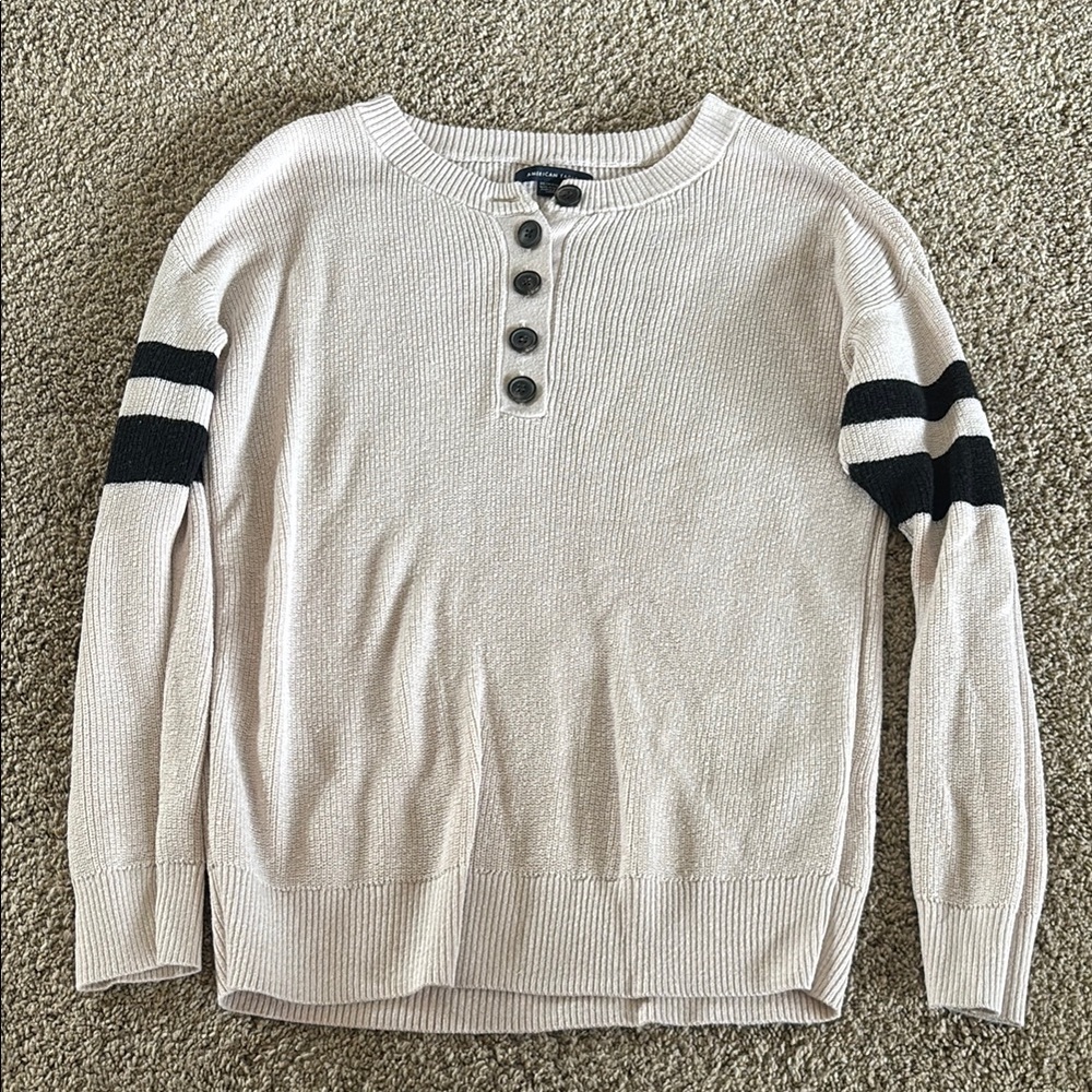 American Eagle Beige Button Sweater